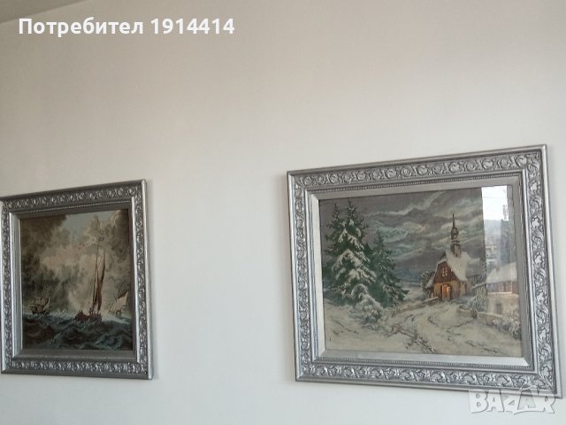 Гоблени  "Развълнуваното езеро" и "Зима параклис" Вилер, снимка 6 - Гоблени - 39389700