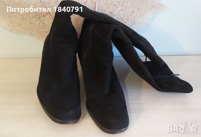BALLY Folaga ботуши – черни, велур, до коляното №40, снимка 7 - Дамски ботуши - 38148973
