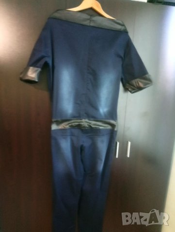 Елегантен дънков гащеризон с кожа 2XL, снимка 9 - Гащеризони - 34110776