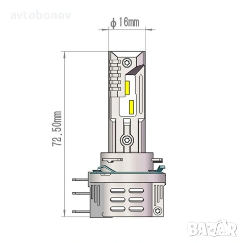 LED крушки A8 - H1/H3/H4/H7/H15 - 6500K - 12V/36W, к-т/2бр/, снимка 15 - Аксесоари и консумативи - 51137693