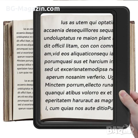 Голяма правоъгълна лупа за четене с LED осветление 5х увеличение USB зареждане цяла страница, снимка 5 - Други инструменти - 53032197
