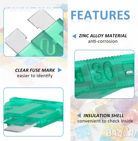 Нови 300 броя предпазител за автомобил кола Бушон стандартни 2А - 40А, снимка 4 - Аксесоари и консумативи - 38192500