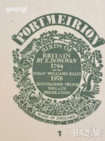 английска порцеланова чиния с птица Portmeirion  25/2, снимка 5 - Антикварни и старинни предмети - 50035353