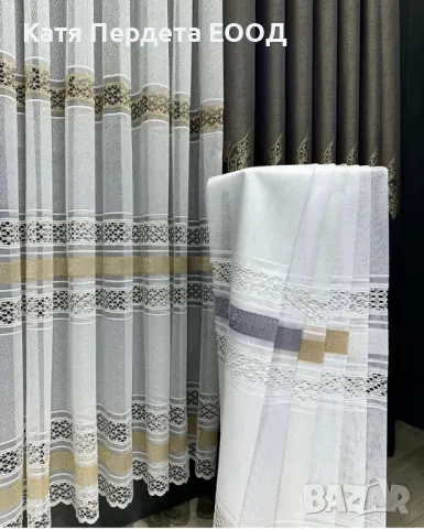 Тънки пердета с декоративни ленти и фина дантела