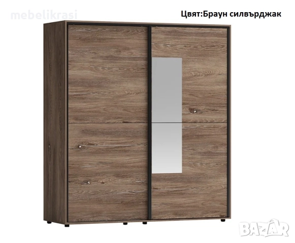 Гардероб с плъзгащи врати и огледало”Аполо 8”, снимка 2 - Гардероби - 34394455