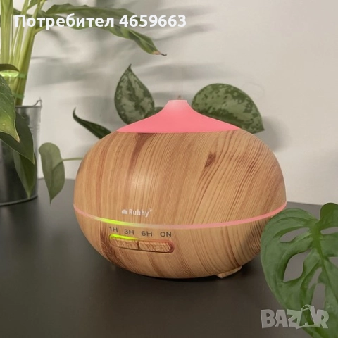 Ултразвуков арома дифузер и овлажнител за въздух за етерични масла 400 мл, 7 LED светлини, снимка 7 - Овлажнители и пречистватели за въздух - 52526391