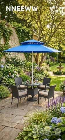 Плажен / Градински чадър с двоен таван против повдигане от вятър, снимка 1 - Градински мебели, декорация  - 48990736