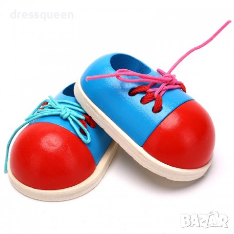 3676 2 броя дървени обувки с връзки за връзване, снимка 8 - Образователни игри - 37665839