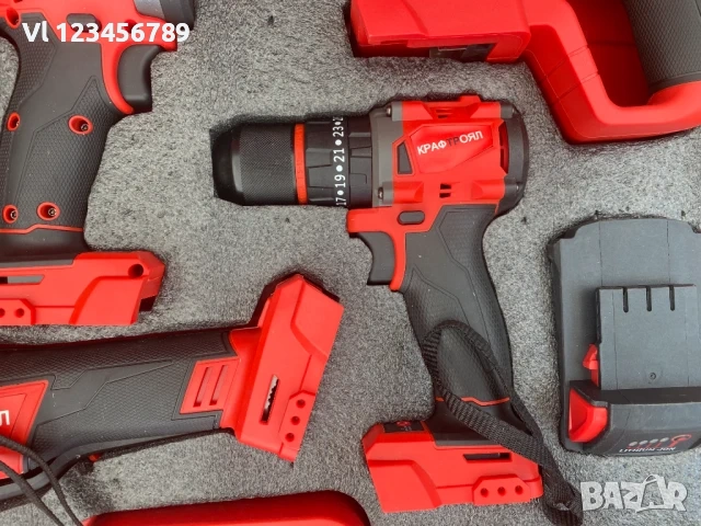 Акумулаторен Комплект 4в1 Перфоратор Ъглошлайф Гайковерт и Винтоверт 36V 8,0AH KRAFTROYAL, снимка 5 - Куфари с инструменти - 53877643