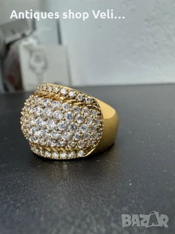 Сребърен пръстен с позлата и циркони №7090 , снимка 5 - Пръстени - 50789840