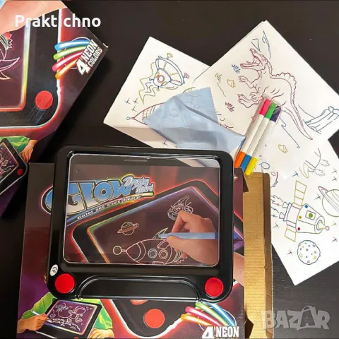 Графичен таблет с неонови писалки/флумастери за рисуване, снимка 1