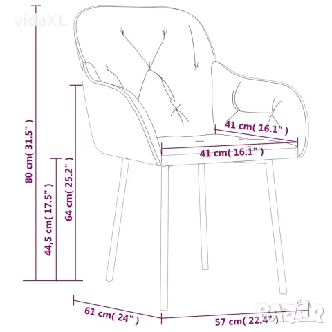 vidaXL Трапезни столове, 2 бр, сини, кадифе, снимка 9 - Столове - 56147129