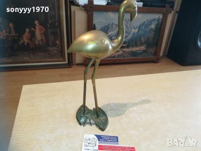 голямо фламинго-мед/месинг/бронз-33х20х16см, снимка 6 - Колекции - 30243701