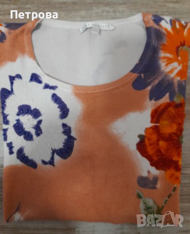 Фин пуловер с цветя, снимка 3 - Блузи с дълъг ръкав и пуловери - 39467318