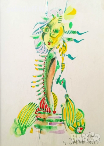 Картина, фигура, худ. И. Яхнаджиев, 2000 г., снимка 2 - Картини - 52019138