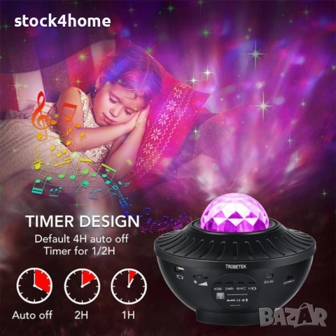 Въртящ се Детски проектор с Bluetooth - звездно небе и колонка, снимка 2 - Детски нощни лампи - 52559388