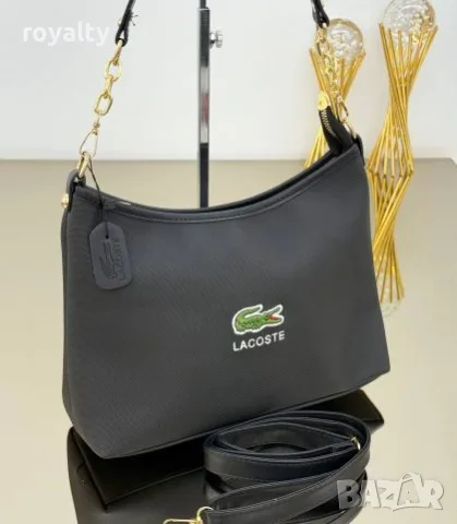 Lacoste Нова Черна Кожена Дамска Чанта 