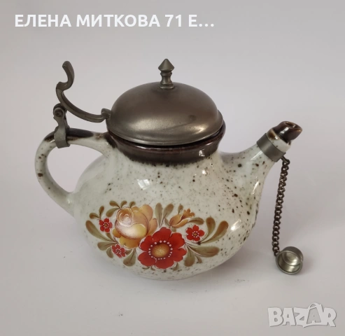 Винтидж комплект за чай от порцелан и калай, снимка 2 - Антикварни и старинни предмети - 54334478