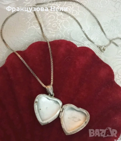Сребърно/ 925/ сърце с инициали, снимка 2 - Колиета, медальони, синджири - 54363848