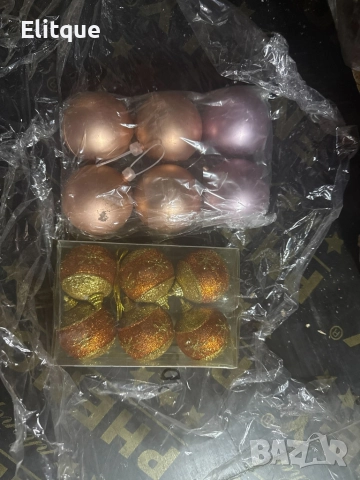 Комплект перлени коледни топки – 6 броя в различни цветове + подарък 6бр златисто блестящи топки, снимка 7 - Декорация за дома - 52650994