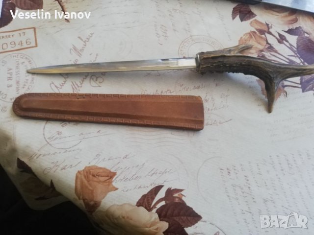 Нож за писма с еленов рог, снимка 5 - Ножове - 36737715