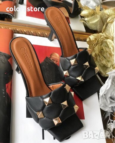 Чехли на ток - черна кожа V400