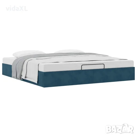 vidaXL Рамка за легло с османи без матрак Тъмно синьо 200x200cm Кадифе, снимка 5 - Спални и легла - 56147050