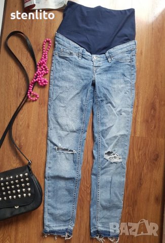 Накъсани дънки за бременни H&M Мama Skinny High Rib р-р 36, снимка 3 - Дрехи за бременни - 37340646