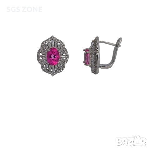 Нежни сребърни обеци с розов топаз от Тайланд, снимка 5 - Обеци - 52316165