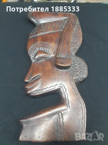 африканска дървена маска за стена масивна ръчна изработка, снимка 3 - Антикварни и старинни предмети - 48403450