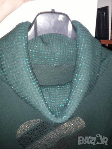 Дамска блуза поло тъмнозелено със сърце, снимка 5 - Блузи с дълъг ръкав и пуловери - 30212655