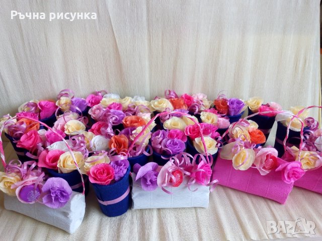 Вазичка с три рози-2лв, снимка 4 - Декорация за дома - 31985560