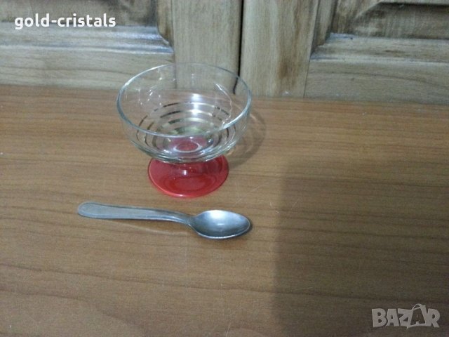 Кристален съд за хайвер с лъжичка сос, снимка 4 - Антикварни и старинни предмети - 34417875