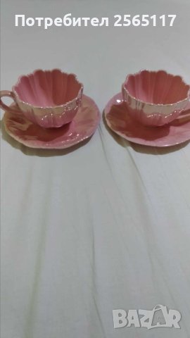  Сервиз  за чай перленорозав порцеланов  за двама