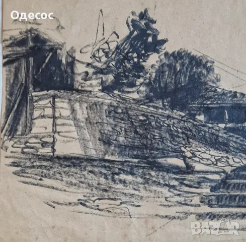 Петко Задгорски стара картина,туш на хартия 1902-1974, снимка 2 - Антикварни и старинни предмети - 48719433