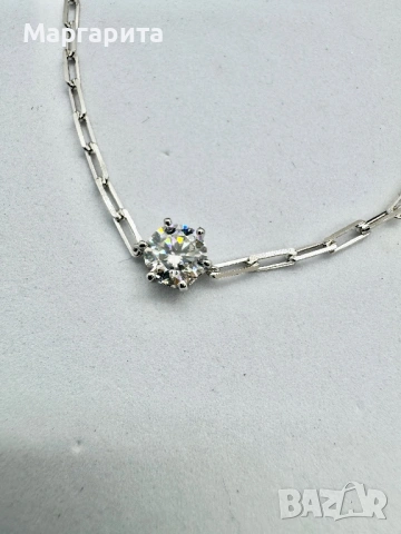 Сребърна гривна с мойсанит ( диамант) 1 карат, снимка 8 - Гривни - 54007550