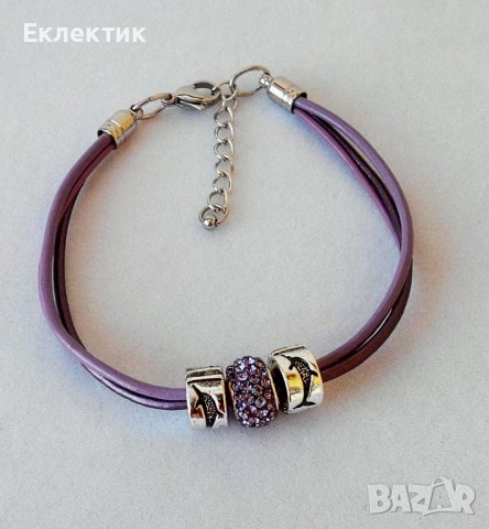 Гривни от кожа и полимерни кристали, снимка 10 - Гривни - 38123444