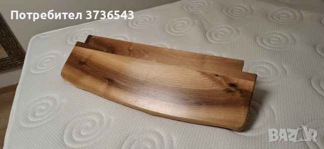 Масивен дървен рафт за стена с 3 метални конзоли, снимка 4 - Етажерки - 53173352