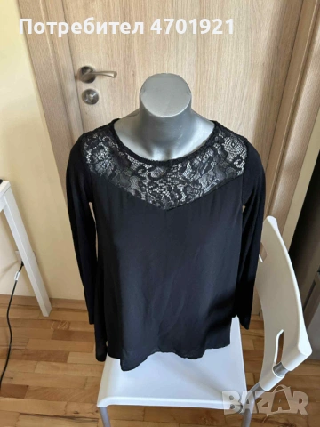 Черна дамска блуза Francomina, снимка 4 - Блузи с дълъг ръкав и пуловери - 53215741