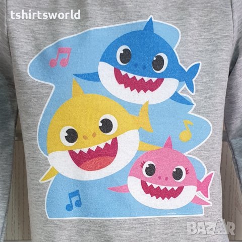 Нова детска ватирана блуза с дълъг ръкав Baby Shark, снимка 2 - Детски Блузи и туники - 38484137