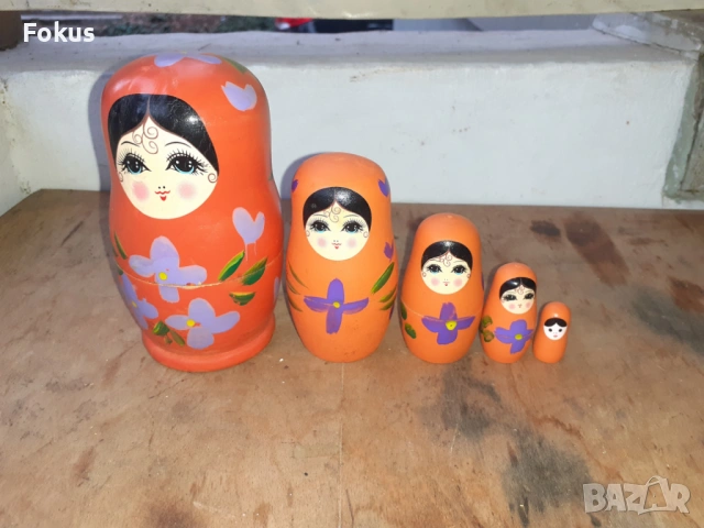 Матрьошка стара руска дарвена кукла 5 в 1