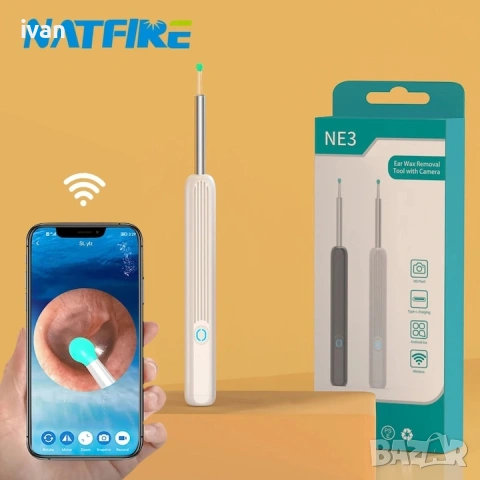 Безжичен уред за почистване на уши с HD камера и LED осветление, снимка 5 - Други - 53305946