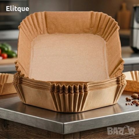 Незалепващи хартиени подложки за Air Fryer – 100 бр. - топлоустойчиви до 240°C