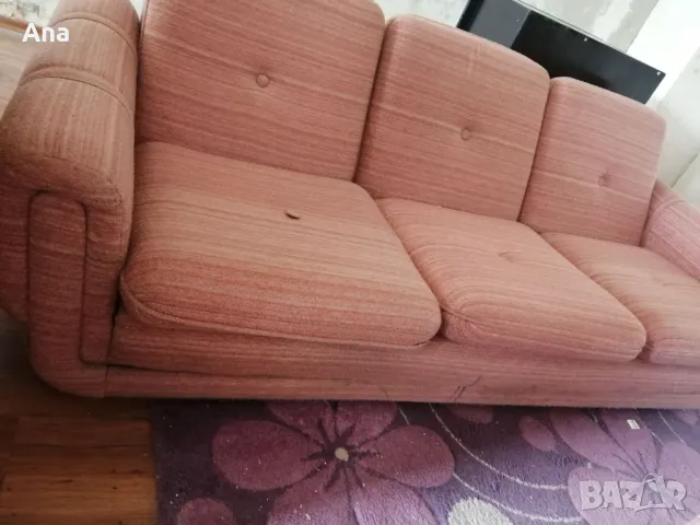 Гарнитура - диван, два фотьойла и табуретка, всичко на колелца, снимка 2 - Дивани и мека мебел - 47890770