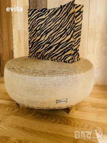  Табуретка ръчна изработка, естествени материали! , снимка 8 - Дивани и мека мебел - 33835741