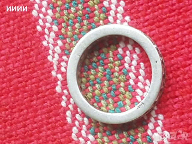 Сребърен пръстен халка с камъни , снимка 2 - Пръстени - 53243860