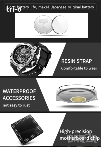 SANDA 6024 Спортен дигитален мъжки часовник LED двоен дисплей Водоустойчив военен удароустойчив, снимка 5 - Мъжки - 52024339