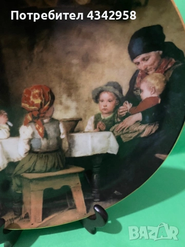 Колекционерска порцеланова чиния Lilien Porzellan – „Das Tischgebet“ ., снимка 3 - Антикварни и старинни предмети - 53223246