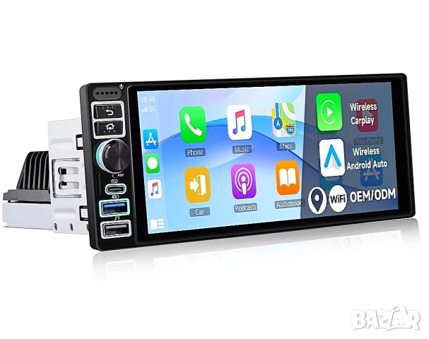 Мултимедия Android Auto, Carplay, плеър, единичен дин, навигация, кола, автомобил, 1DIN, с Андроид 