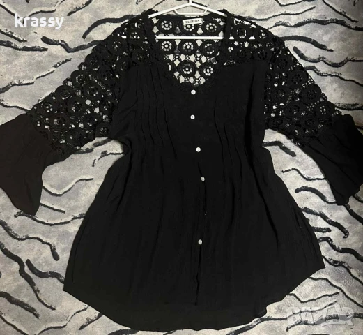 Страхотна макси лятна дамска риза с дантелен гръб (размер ХЛ), снимка 1